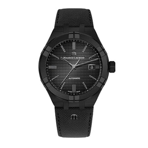 Maurice Lacroix Automatic Date Black Dial Black Leather Strap Watch For Men - AI6008-PVB01-330-1 Buy Now By Maurice Lacroix