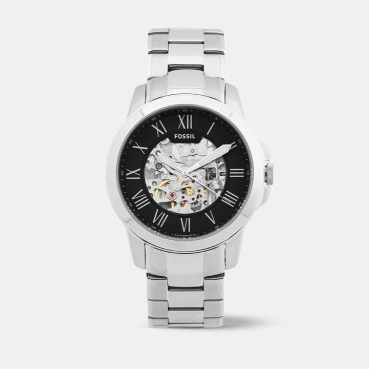 Fossil Grant Automatic Skeleton Black Dial Silver Steel Strap Watch for Men - ME3103 Buy Now By Fossil