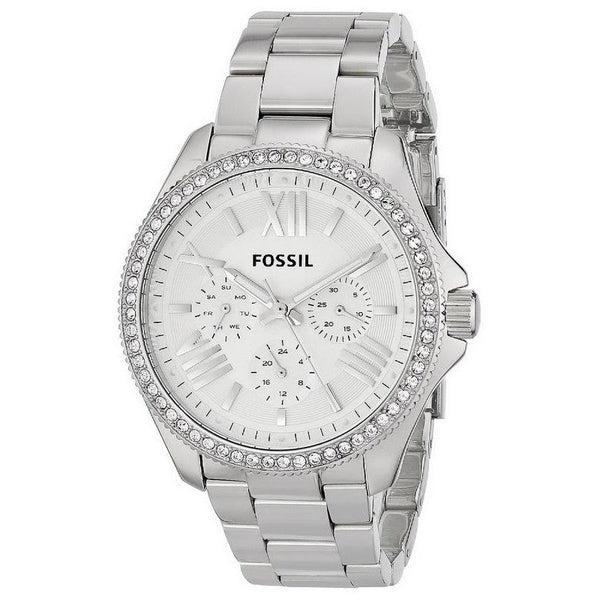 Fossil Cecile Chronograph Silver Dial Silver Steel Strap Watch for Women - AM4481 Buy Now By Fossil