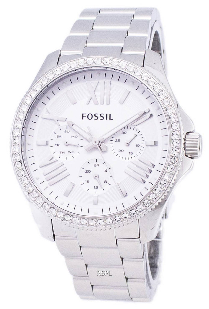 Fossil Cecile Chronograph Silver Dial Silver Steel Strap Watch for Women - AM4481 Buy Now By Fossil