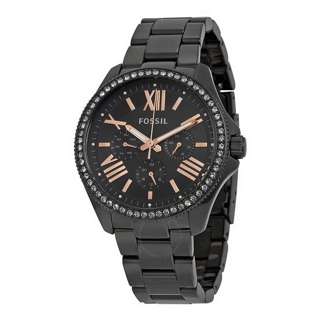 Fossil Cecile Multi Function Crystals Black Dial Black Steel Strap Watch for Women - AM4522 Buy Now By Fossil
