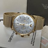 Emporio Armani Aviator Chronograph Quartz Beige Dial Gold Mesh Bracelet Watch For Men - AR11315 Buy Now By Emporio Armani