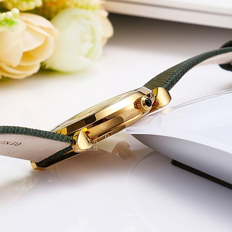 Emporio Armani Retro Champagne Beige Dial Green Leather Strap Watch For Women - AR1726 Buy Now By Emporio Armani