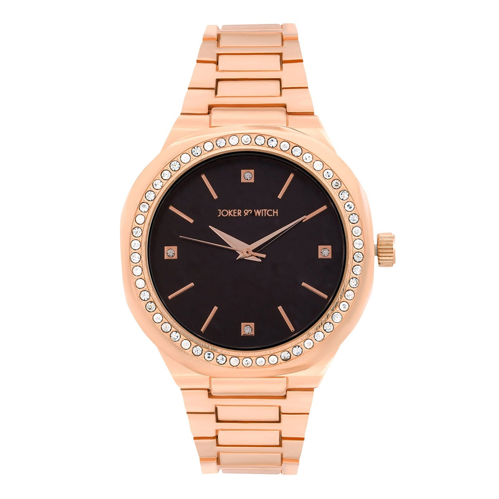 Michael Kors Lennox Three-Hand Black Dial Rose Gold Steel Strap Watch For Women - MK7233 Buy Now By Michael Kors