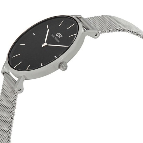 Daniel Wellington Classic Petite Sterling Black Dial Silver Mesh Bracelet Watch For Women - DW00100162 Buy Now By Daniel Wellington