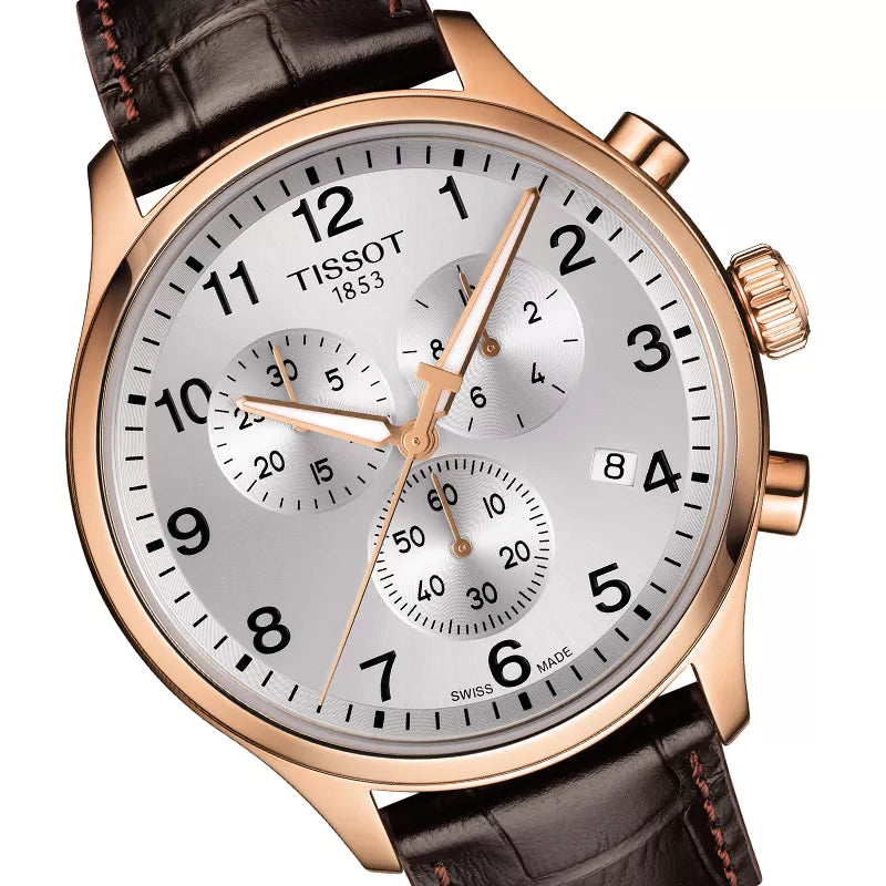 Tissot Chrono XL Classic Silver Dial Brown Leather Strap Watch For Men - T116.617.36.037.00 Buy Now By Tissot