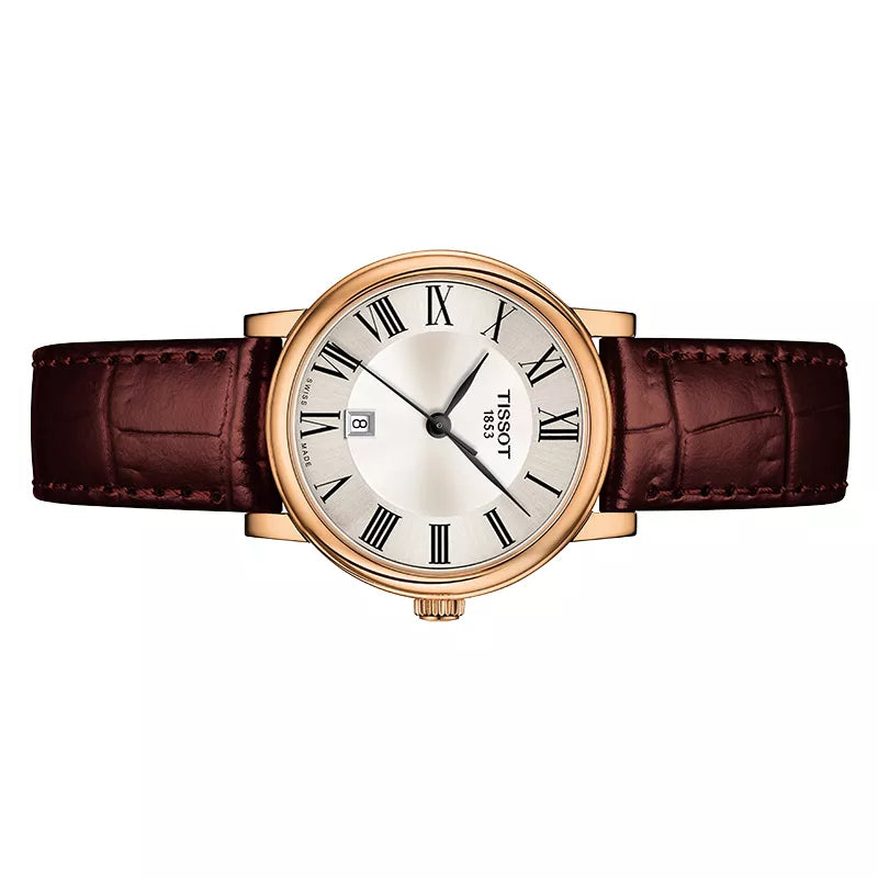 Tissot Carson Premium Lady Silver Dial Brown Leather Strap Watch For Women - T122.210.36.033.00 Buy Now By Tissot