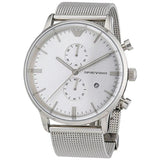 Emporio Armani Classic Chronograph Quartz Silver Dial Silver Mesh Bracelet Watch For Men - AR0390 Buy Now By Emporio Armani