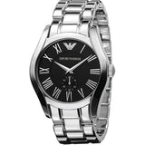 Emporio Armani Valente Black Dial Silver Steel Strap Watch For Men - AR0680 Buy Now By Emporio Armani