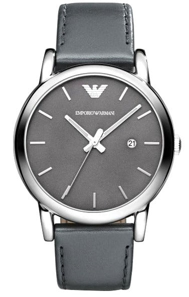 Emporio Armani Classic Quartz Grey Dial Grey Leather Strap Watch For Men - AR1730 Buy Now By Emporio Armani