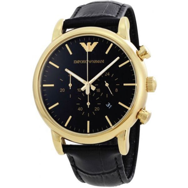 Emporio Armani Luigi Chronograph Black Dial Black Leather Watch For Men - AR1917 Buy Now By Emporio Armani