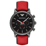 Emporio Armani Luigi Chronograph Black Dial Red Leather Strap Watch For Men - AR1971 Buy Now By Emporio Armani