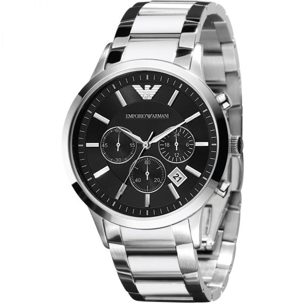 Emporio Armani Classic Chronograph Black Dial Silver Steel Strap Watch For Men - AR2434 Buy Now By Emporio Armani