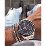 Emporio Armani Tazio Chronograph Blue Dial Gold & Silver Stainless Steel Strap Watch For Men - AR8030 Buy Now By Emporio Armani
