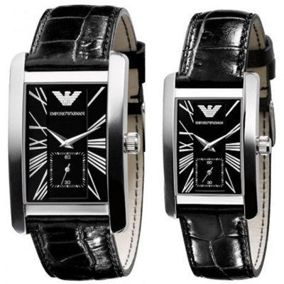 Emporio Armani Black Dial Black Leather Strap Watch For Men - AR0143 Buy Now By Emporio Armani