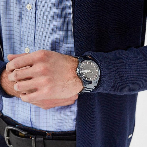 Armani Exchange Hampton Skeleton Grey Dial Blue Steel Strap Watch For Men - AX2401 Buy Now By Armani Exchange