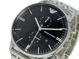 Emporio Armani Chronograph Black Dial Silver Steel Strap Watch For Men - AR0389 Buy Now By Emporio Armani