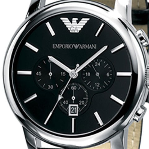 Emporio Armani Classic Chronograph Black Dial Black Leather Strap Watch For Men - AR0431 Buy Now By Emporio Armani