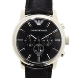 Emporio Armani Classic Chronograph Black Dial Black Leather Strap Watch For Men - AR0431 Buy Now By Emporio Armani