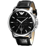 Emporio Armani Classic Chronograph Black Dial Black Leather Strap Watch For Men - AR0431 Buy Now By Emporio Armani