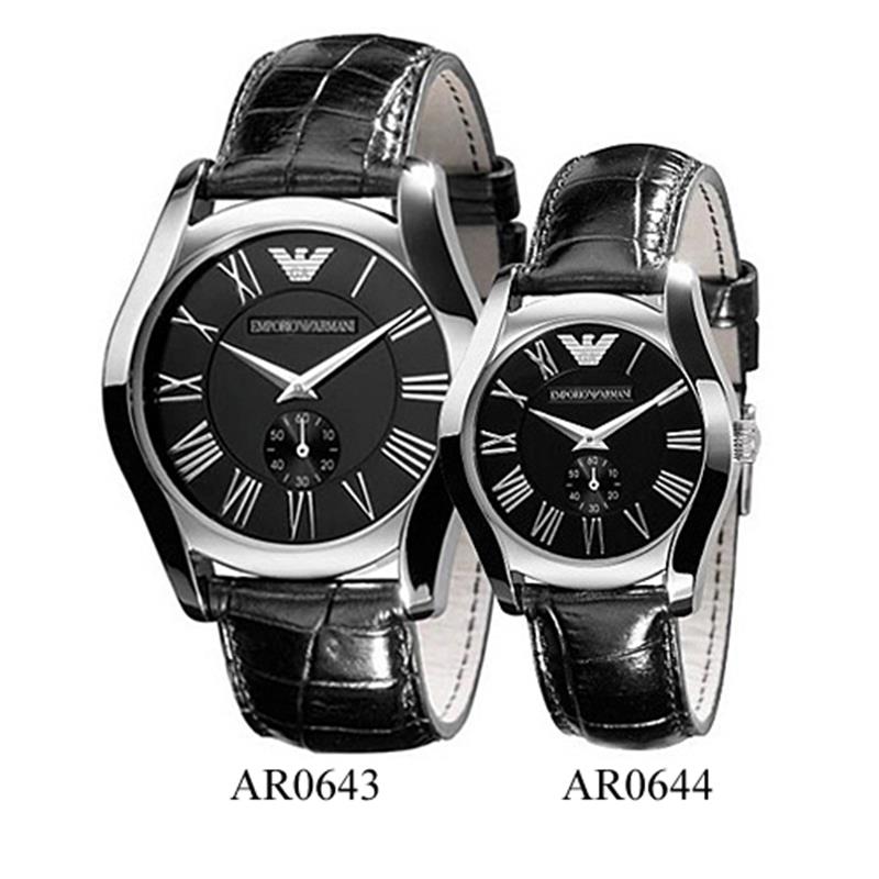 Emporio Armani Velente Black Dial Black Leather Strap Watch For Women - AR0644 Buy Now By Emporio Armani