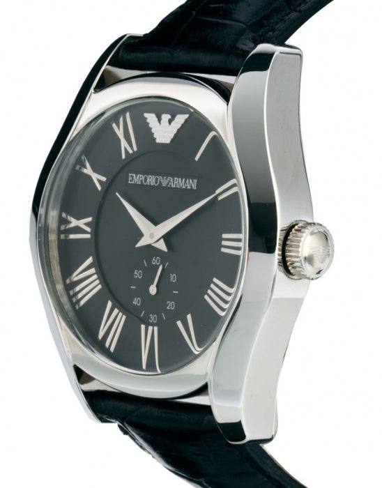 Emporio Armani Valente Black Dial Black Leather Strap Watch For Men - AR0643 Buy Now By Emporio Armani