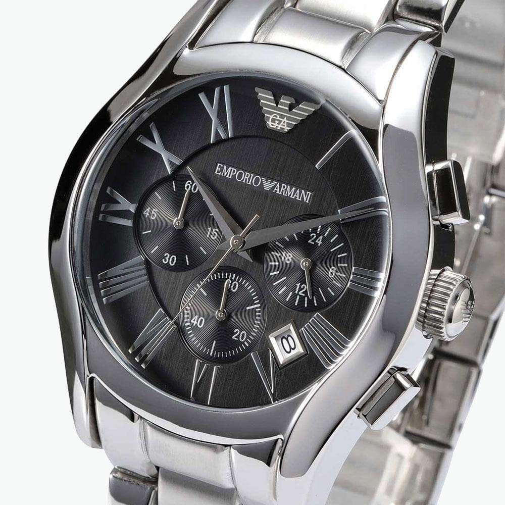 Emporio Armani Valente Chronograph Black Dial Silver Stainless Steel Watch For Men - AR0673 Buy Now By Emporio Armani