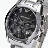Emporio Armani Valente Chronograph Black Dial Silver Stainless Steel Watch For Men - AR0673 Buy Now By Emporio Armani