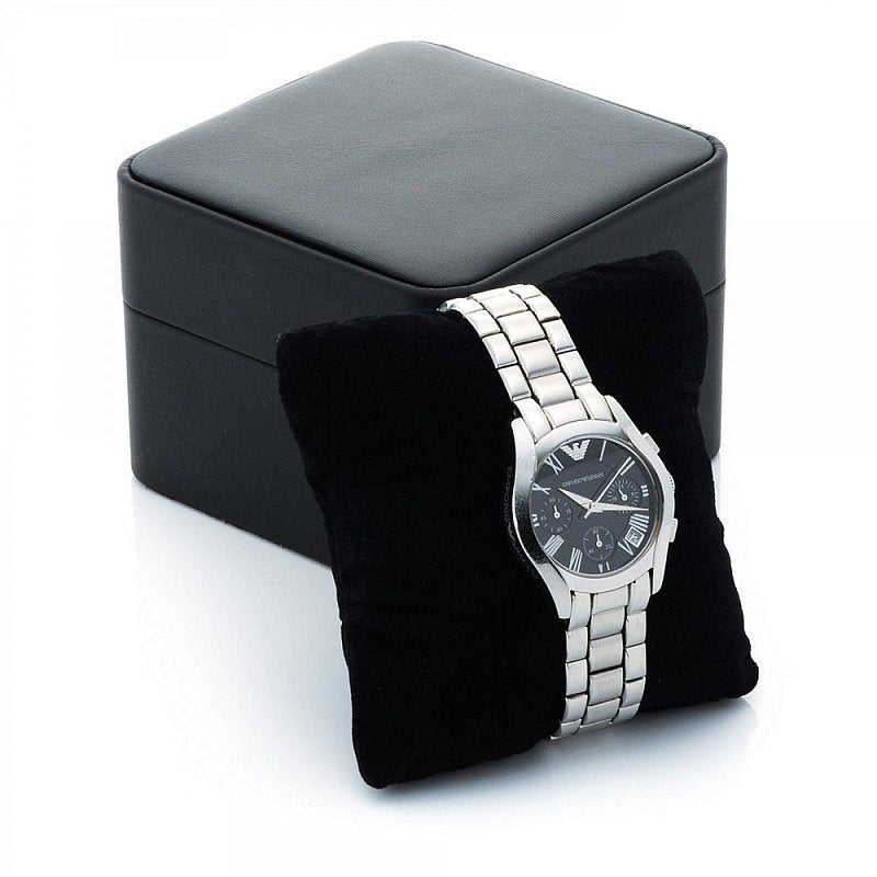 Emporio Armani Velente Chronograph Black Dial Silver Steel Strap Watch For Women - AR0674 Buy Now By Emporio Armani