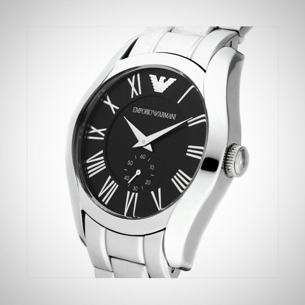 Emporio Armani Valente Black Dial Silver Steel Strap Watch For Men - AR0680 Buy Now By Emporio Armani