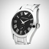Emporio Armani Valente Black Dial Silver Steel Strap Watch For Men - AR0680 Buy Now By Emporio Armani