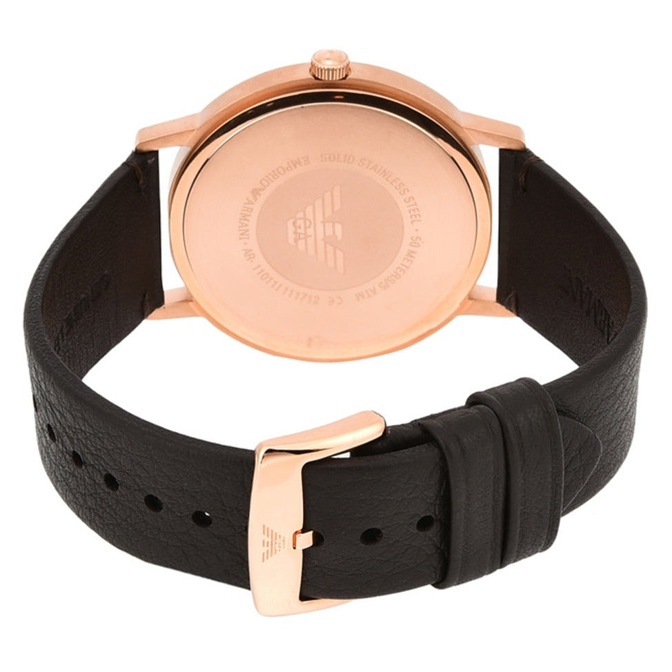 Emporio Armani Dress Quartz White Dial Brown Leather Strap Watch For Men - AR11011 Buy Now By Emporio Armani