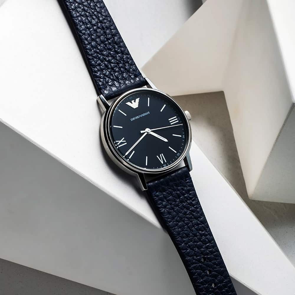 Emporio Armani Kappa Quartz Blue Dial Blue Leather Strap Watch For Women - AR11012 Buy Now By Emporio Armani