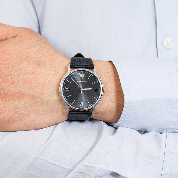 Emporio Armani Kappa Analog Quartz Black Dial Black Leather Strap Watch For Men - AR11013 Buy Now By Emporio Armani