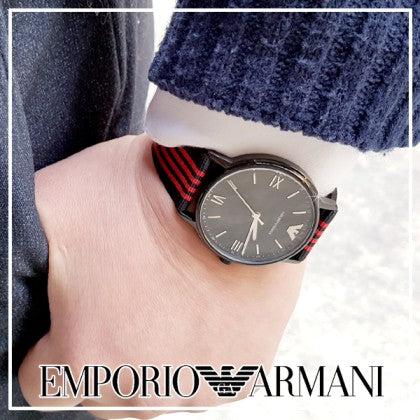 Emporio Armani Kappa Black Dial Two Tone NATO Strap Watch For Men - AR11015 Buy Now By Emporio Armani
