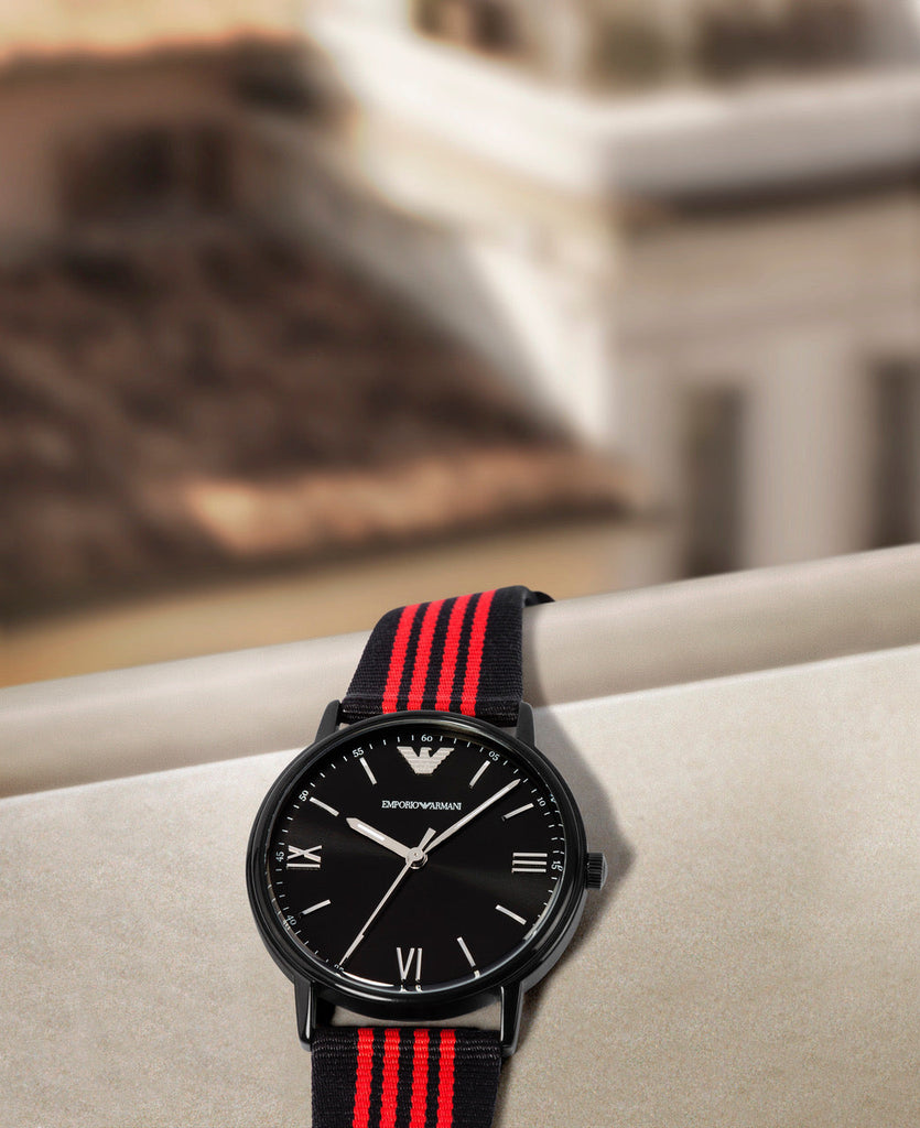 Emporio Armani Kappa Black Dial Two Tone NATO Strap Watch For Men - AR11015 Buy Now By Emporio Armani