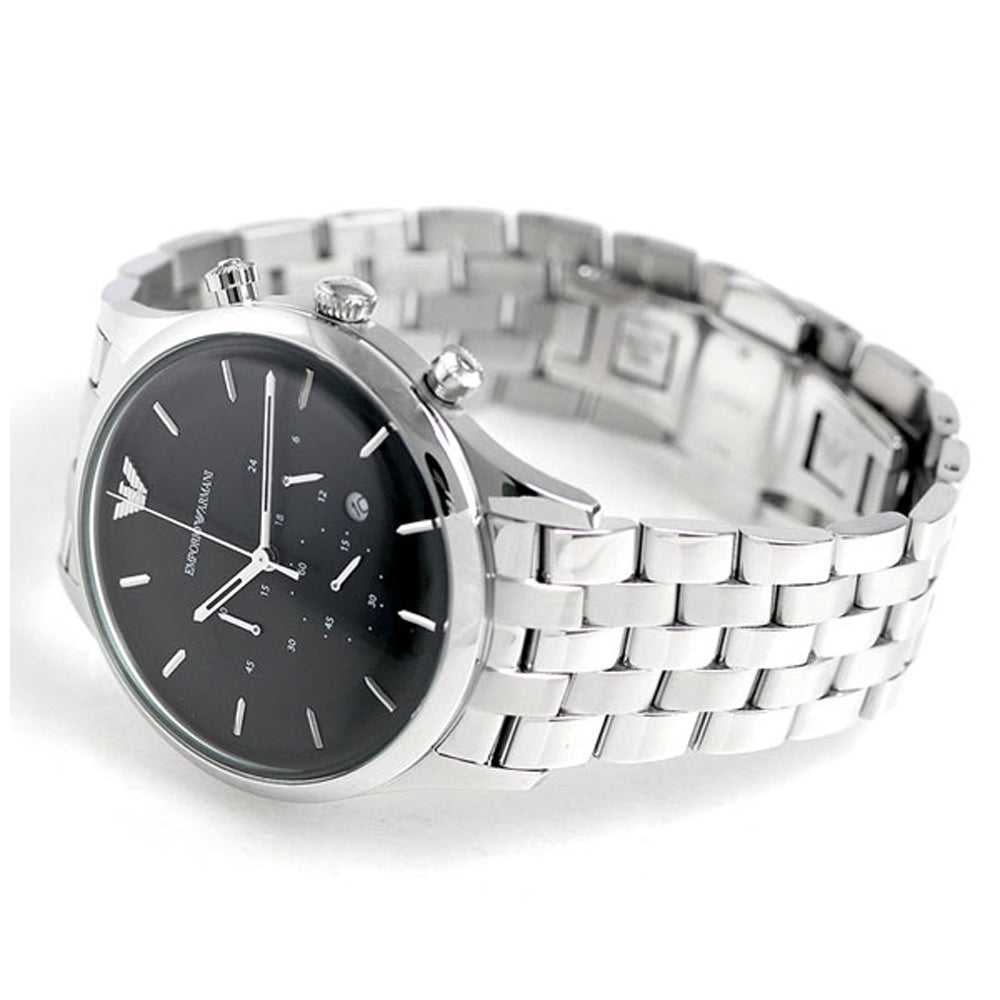 Emporio Armani Chronograph Black Dial Silver Steel Strap Watch For Men - AR11017 Buy Now By Emporio Armani