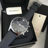 Emporio Armani Lambda Chronograph Blue Dial Blue Leather Strap Watch For Men - AR11018 Buy Now By Emporio Armani