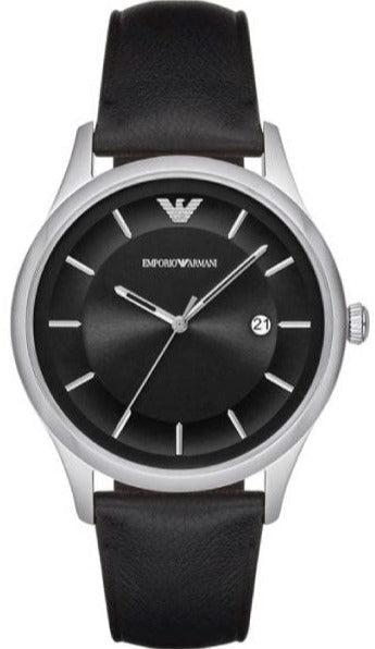 Emporio Armani Lambda Classic Quartz Black Dial Black Leather Strap Watch For Men - AR11020 Buy Now By Emporio Armani