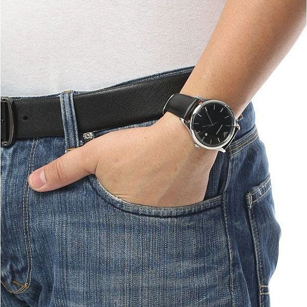Emporio Armani Lambda Classic Quartz Black Dial Black Leather Strap Watch For Men - AR11020 Buy Now By Emporio Armani