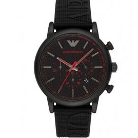 Emporio Armani Luigi Chronograph Black Dial Black Rubber Strap Watch For Men - AR11024 Buy Now By Emporio Armani