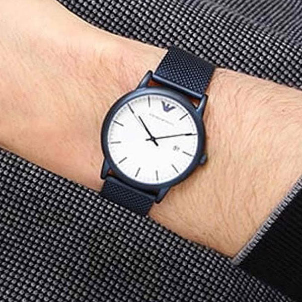 Emporio Armani Luigi Quartz White Dial Blue Mesh Bracelet Watch For Men - AR11025 Buy Now By Emporio Armani