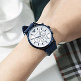 Emporio Armani Renato Chronograph Silver Dial Blue Silicone Strap Watch For Men - AR11026 Buy Now By Emporio Armani