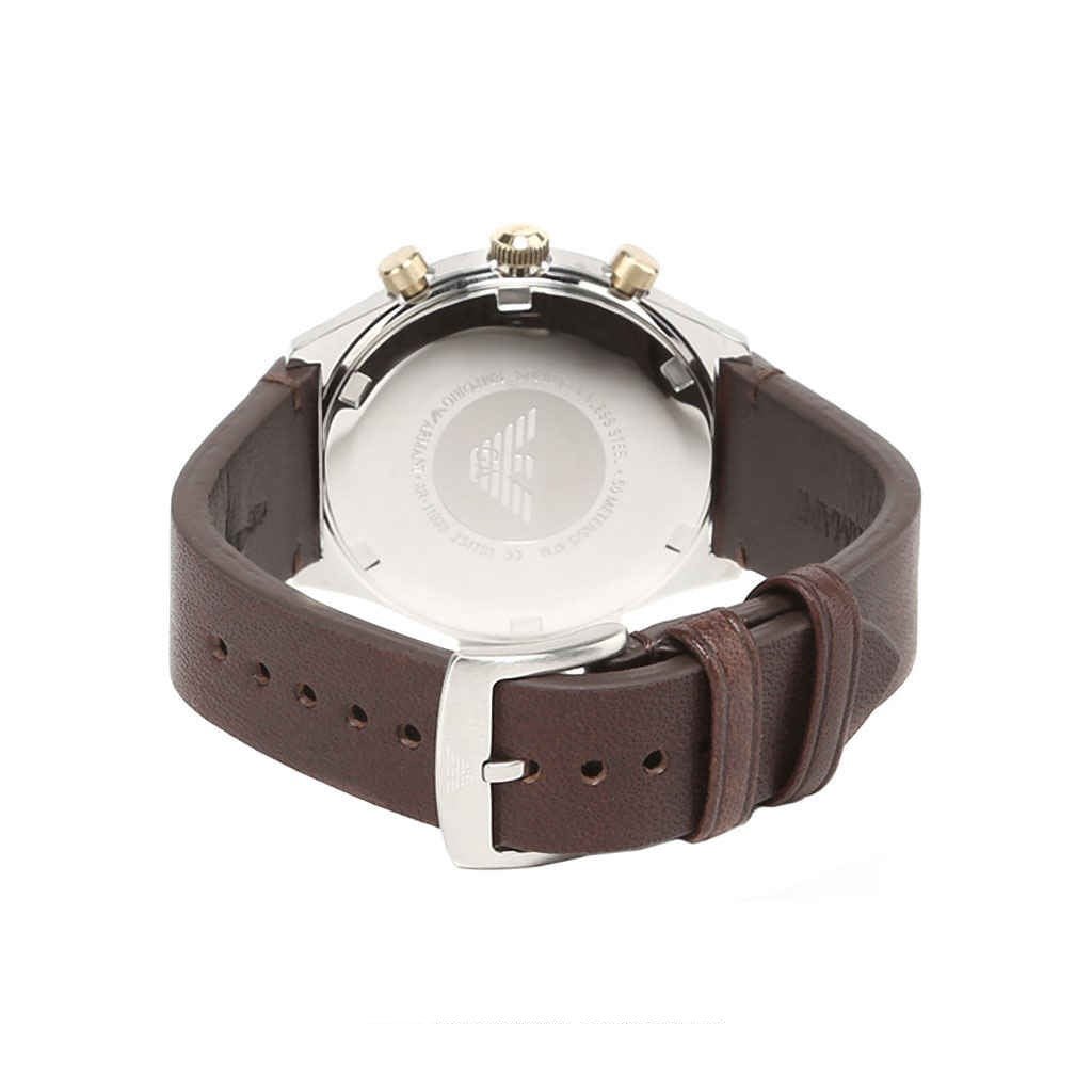 Emporio Armani Chronograph White Dial Brown Leather Strap Watch For Men - AR11033 Buy Now By Emporio Armani
