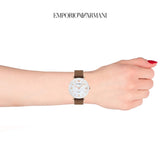 Emporio Armani Gianni T Bar Quartz Mother of Pearl White Dial Brown Leather Strap Watch For Women - AR11040 Buy Now By Emporio Armani