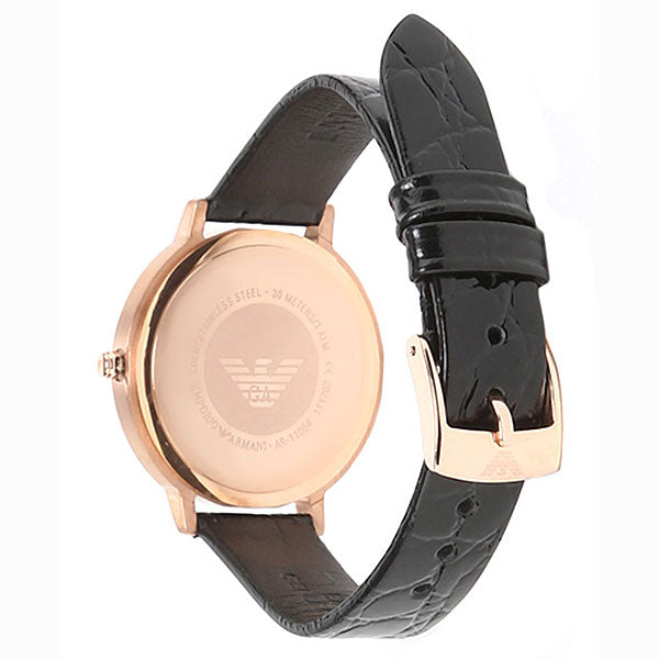 Emporio Armani Kappa Quartz Black Dial Black Leather Strap Watch For Women - AR11064 Buy Now By Emporio Armani