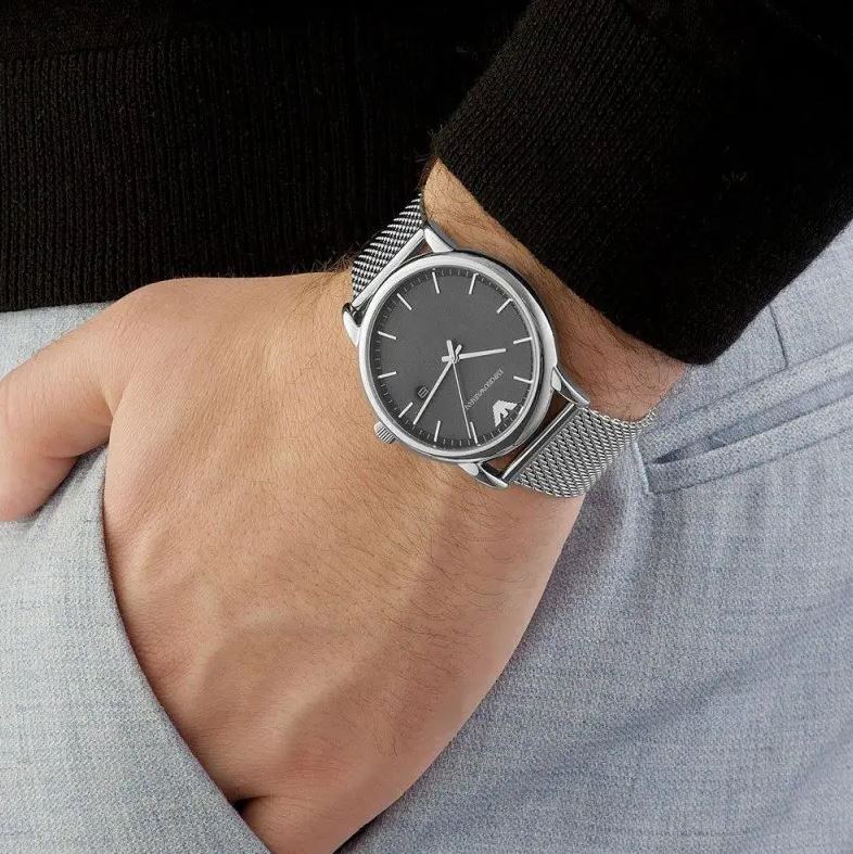 Emporio Armani Luigi Analog Black Dial Silver Mesh Bracelet Watch For Men - AR11272 Buy Now By Emporio Armani