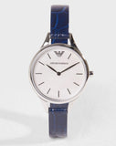 Emporio Armani Aurora Quartz Mother Of Pearl White Dial Blue Leather Strap Watch For Women - AR11090 Buy Now By Emporio Armani