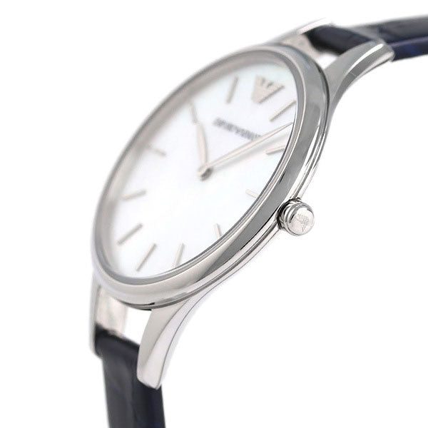 Emporio Armani Aurora Quartz Mother Of Pearl White Dial Blue Leather Strap Watch For Women - AR11090 Buy Now By Emporio Armani