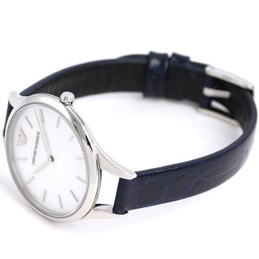 Emporio Armani Aurora Quartz Mother Of Pearl White Dial Blue Leather Strap Watch For Women - AR11090 Buy Now By Emporio Armani